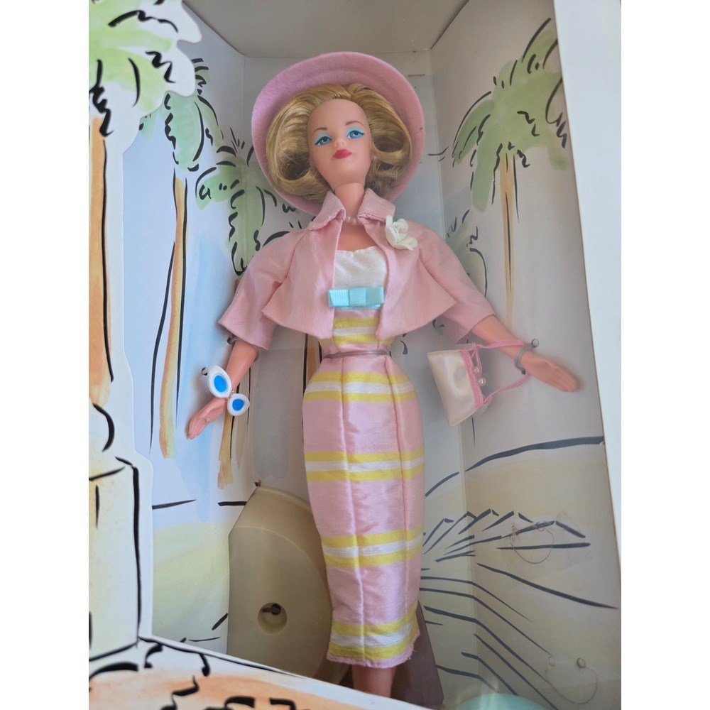 Spiegel‎ Summer Sophisticate Barbie Doll  1995 Pink Striped Dress Hat Purse toy - Picture 2 of 11